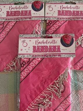 Bachelorette Pink Bandana with Beaded Fringe (3-Pack)